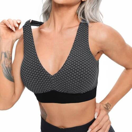 Women Mesh Push Up Sports Bras Fitness Yoga Tops Shockproof Breathable Crop Top Gym Athletic Workout Underwear Running Sexy Vest