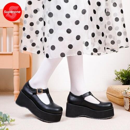 Superone Plus Size 34-48 Women Pumps T Strap New Ashion Platform Thick Heel Shoes Woman Spring Daily Office Lady Party Footwear
