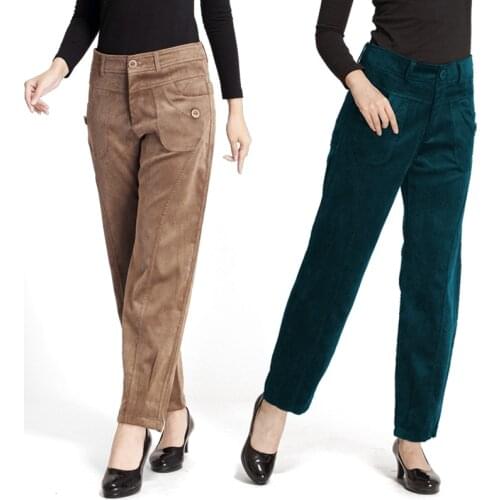 Women Corduroy Pants New Fashion Women Plus Size Wide Leg Pants Autumn Winter Casual High Waist Loose Bloomers Pant