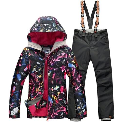 Gsou Snow Winter Windproof Ski Suit Sets Women Waterproof Breathable Warm And Thick Jacket+Pants Snowboarding Suit Clothing
