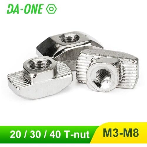 10-100PCS T-nut Hammer Head T Nut M3 M4 M5 M6 M8 Connector Nickel Plated For 20/30/40/45 Series Aluminium Profile Accessories