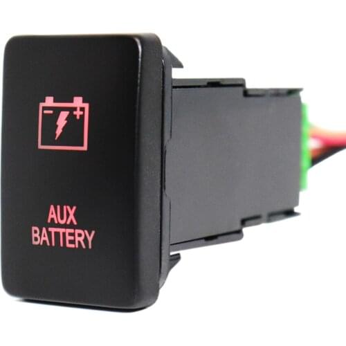 12V Aux Battery Push Button Switch Red Led Lights with Connector Wire Kit for Toyota Hilux Prado Highlander Landcruiser RAV4