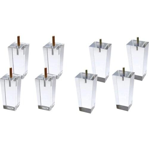 4Pcs/Set Acrylic Furniture DIY Legs Clear Glass Bookcase Feet for Coffee Table End Tables Sideboard Buffets Footstool Cabinet Be