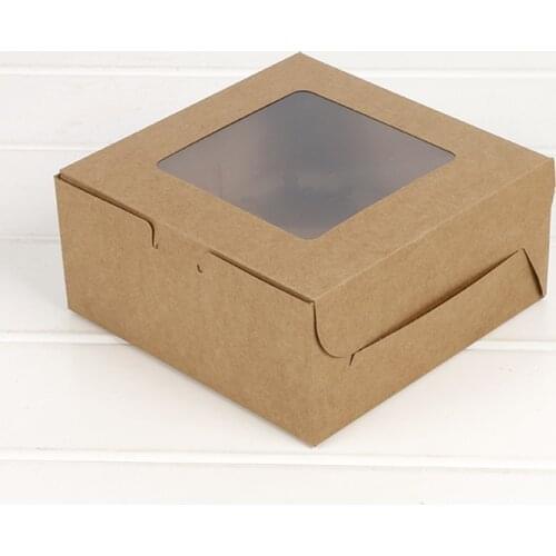 5pcs cupcake box with window Gift Packaging For Wedding Home Party 4 Cup Cake Holders White Brown kraft paper box Customized