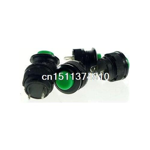 5)Green ON-(OFF) NC 2Pin SPST 1A 250VAC Momentary 14mm Hole Push Button Switch