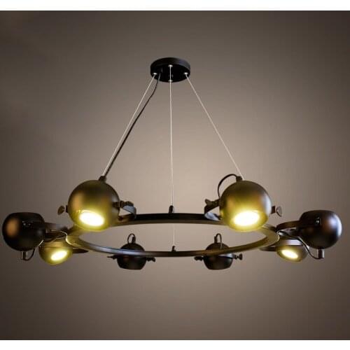 6/8 Head Black Color Loft Style Wrought Iron Pendant Light Industrial Vintage Coffee Shop Decoration Lamp Free Shipping