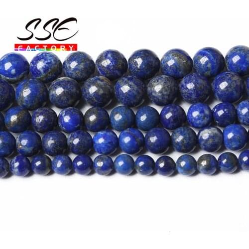 AAAAA Natural Lapis lazuli Stone Beads Round Loose Beads For Jewelry Making DIY Charms Bracelet Accessories 4 6 8 10 12mm 15"