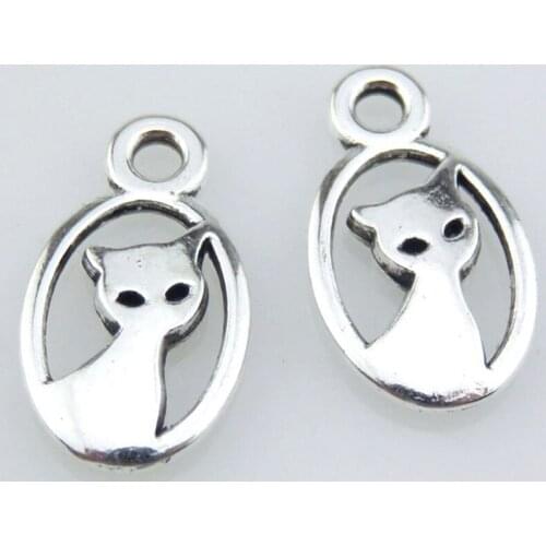 Free Ship 480 pcs Antique silver cat charms pendant 16x9mm