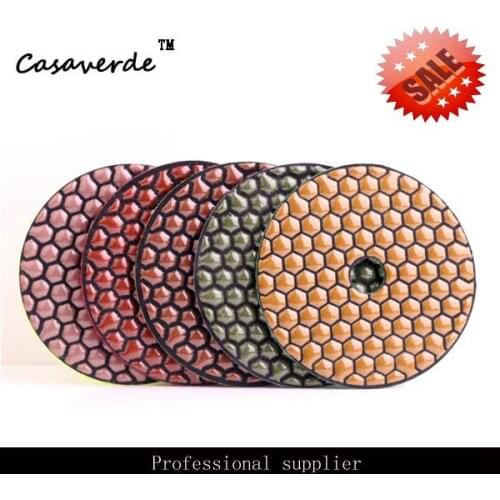 DC-WHCPP02 4 inch (100mm) shiny color Hexagon diamond dry polishing pads for polishing granite,marble and concrete