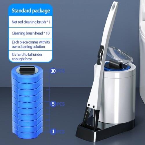 Household Toilet Cleaning Kit Plus 10 Cleaning Sponge Toilet Racks Creative Wall-mounted Long-handled Brush Cleaning Tool