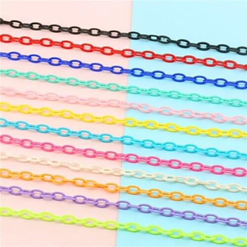 Julie Wang 1 Meter 13*8mm Acrylic Link Chain Plastic Colorful Closed Soldered O Chain Bracelet Jewelry Making Accessory