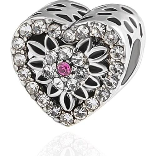 HPXmas Wholesale 5pcs/lot Natural Stone Heart Shape Crystal CZ Flower Needlework Crystals Bracelet Diy Accessories Free Shipping