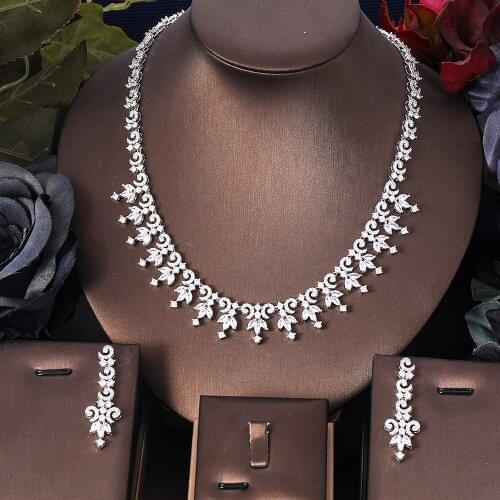 Jankelly luxury 2pcs Bridal Zirconia Jewelry Sets For Women Party, Luxury Dubai Nigeria CZ Crystal Wedding Jewelry Sets