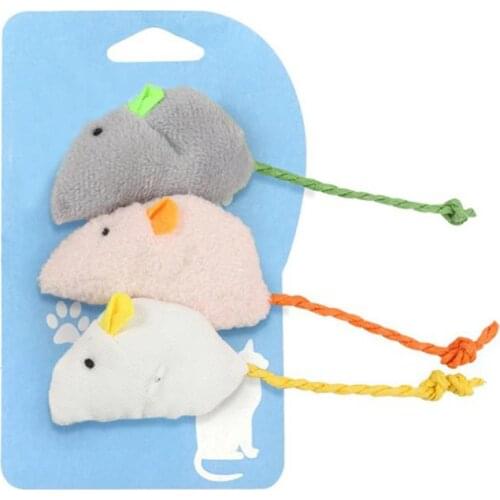 Kapmore 3Pcs/Set Mix Colors Cat Mouse Shape Toys Creative Plush Cat Bite Toy Catnip Toy Pet Teething Toys Pet Supplies