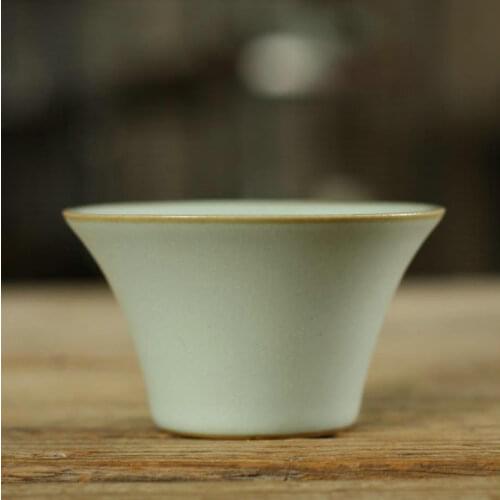 "KingTeaMall" "Ru Yao" Kiln Celeste Glaze Porcelain, Tea Cup, 2 Variations Teacup Teawares, Teasets, Gifts