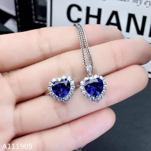 KJJEAXCMY boutique jewelry 925 sterling silver inlaid Natural sapphire ring necklace pendant ladies suit support detection