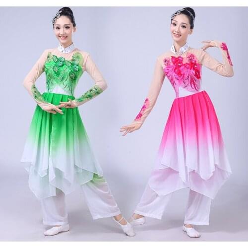 Classical dance costumes elegant new modern jasmine fan dance suit Yangge costume adult
