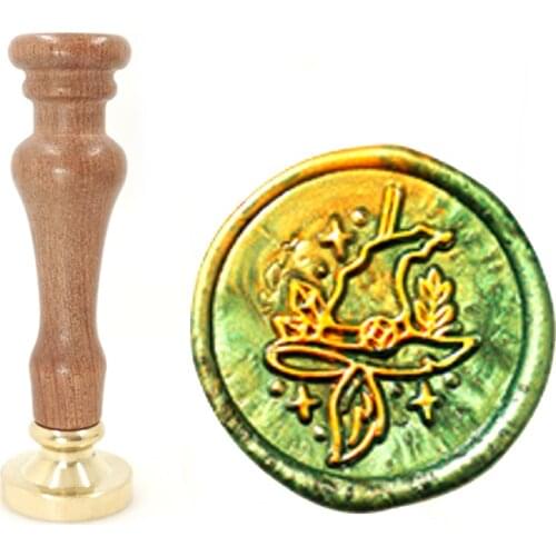 Cap Magic wizard Wax Stamp Exquisite Paint Roman Wood handle,Ancient Seal Retro Stamp,Personalized Stamp Wax Seal High Quality