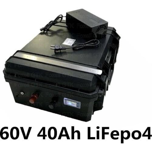 60V 40Ah LiFePO4 lithium battery pack with BMS for electric scooter solar storage EV kart electric skateboard ebike+5A charger