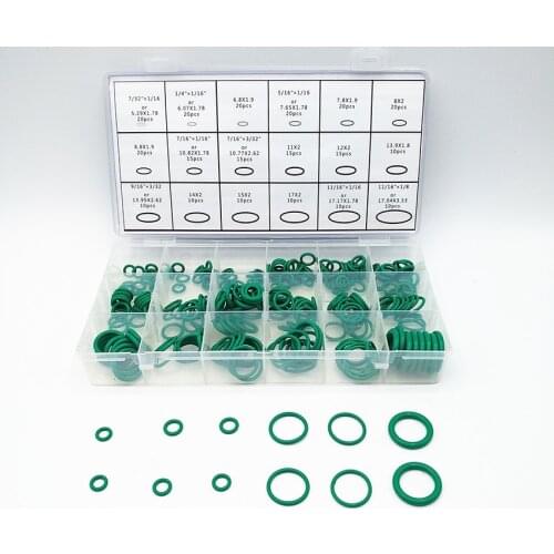 270PCS/Set O Rings Kit 18 Sizes Car Air Conditioning O-Ring Assortment Set, High Temperature Resistant Rubber Ring, Green