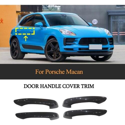 Carbon Fiber Car Door Handle Cover Trim Moulding For Porsche Macan 95B 2018 - 2019 Without Smart Key LHD Only