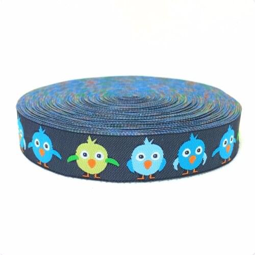 NEW wholesale 5/8 '(16 mmx10yards) Polyester Woven Jacquard Ribbon with sadly fat bird KTZD15102408