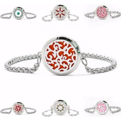 New 30MM Stainless Steel Bracelet Aromatherapy Locket Chain Bracelet Diffuser locket Perfume Locket 10pcs Pads Woman Jewelry