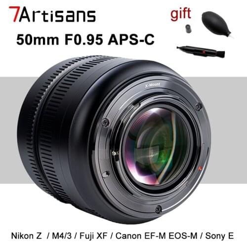 7artisans 50mm F0.95 APS-C Camera Lens Large Aperture Manual Focus for Nikon Z M4/3 Fujifilm X Canon EF-M EOS-M Sony E Camera