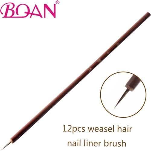 BQAN Wholesale 12pcs/bag Weasel Hair Nail Brush Bamboo Handle Brush Nail Art Painting Nail Art Brushes