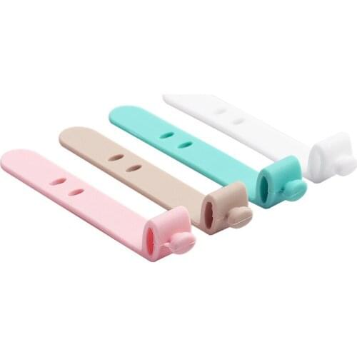 4PCS/lot Silicone Organizer Winder Straps Headphones Soft Tape USB Wire Cable Tie Utensil Organize Storage Holder Earphone Clips