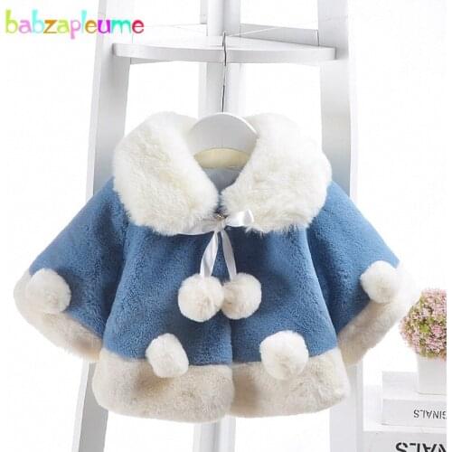 Autumn Winter Kids Jackets For Newborn Baby Girls Fur Coats Cute Princess Warm Fleece Infant Outerwear Toddler Clothes BC1800