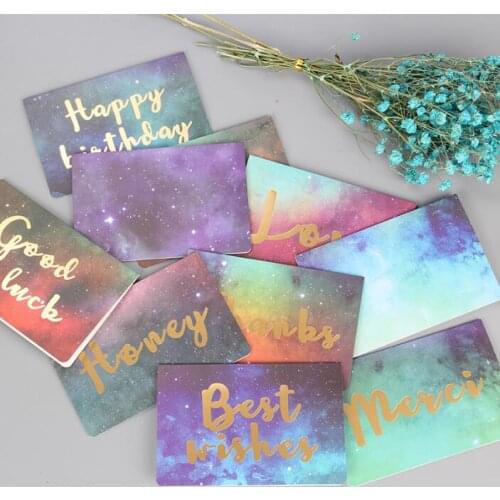 10pcs Hot gold birthday card watercolor folding message card with envelope Christmas New Year blessing greeting card Gift card