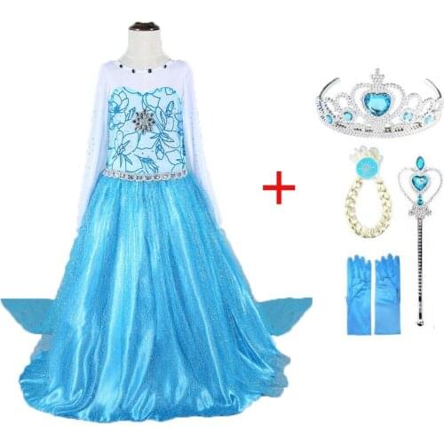 Elsa Dress for Girls Princess Costume Kids Party Dress Anna Elsa Halloween Cohthes for Children Elza Dress