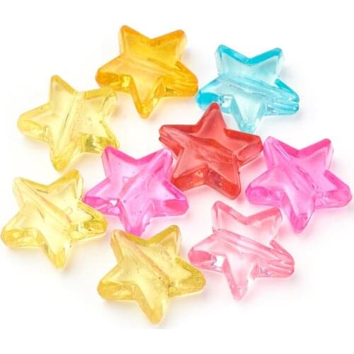 About 1130pcs/500g Transparent Acrylic Star Beads Mix Color for jewelry making DIY Bracelet Necklace Accessories Hole: 1.5mm