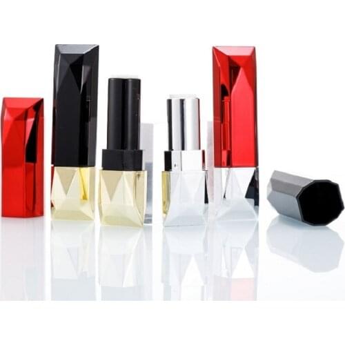 Empty Lipstick Containers Tube Red Black 12.1mm Lip Balm Tube Rhombus Refillable Lipstick Packaging Women Cosmetics 30/50pcs