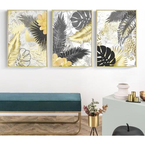 Luxury Abstract Tropical Leaves posters Marble Texture Wall Art Prints Canvas Painting Modern Art Mural Living Room Decoretion