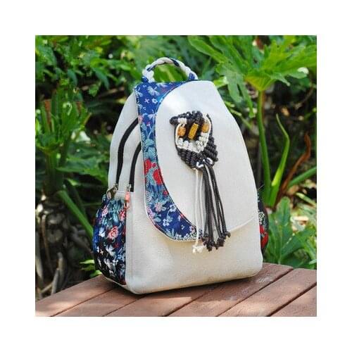 Nice animal string appliques shopping backpacks women!Hot bohemian embossing zipper&hasp backrack Versatile lady canvas backruck