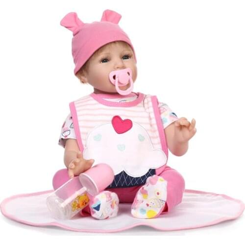 55cm 22inch Smile Silicone Reborn Babies Doll Alive Toys Girls Cute Lifelike for Children Present
