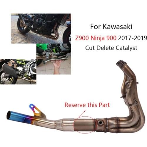 Blue Delete Catalyst Pipe for Kawasaki Z900 ZR900 2017 2018 2019 Motorcycle Mid Link Exhaust Slip On Stock Muffler Heat Guard