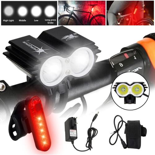 X2 6 LED Light Headlight Front Bike Light Cycling Lamp + 18650 Battery Pack + Charger IP65 Waterproof Bright Cycling Bike Light