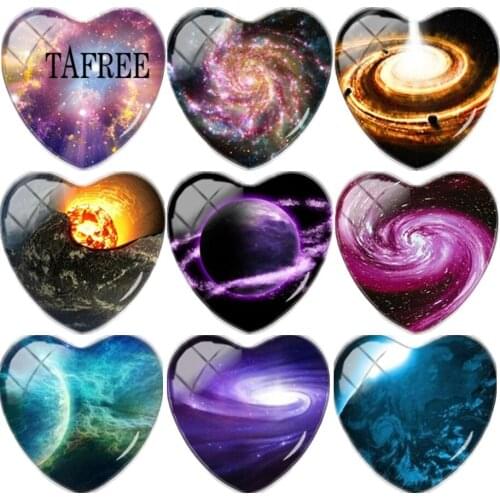 TAFREE Fashion Space Nebula Glass Cabochon Dome Astronomy Geek Handcraft Jewelry Nebula Galaxy Space DIY Jewelry