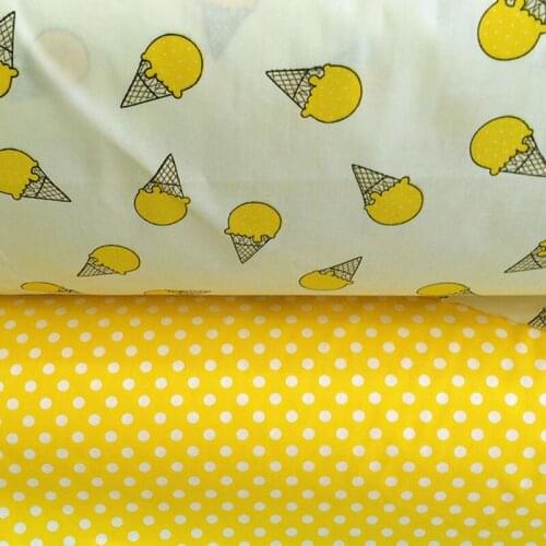 100% cotton yellow cone polka dots cloth twill fabrics for DIY crib bedding sheet apparel dress clothes patchwork tissu cloth