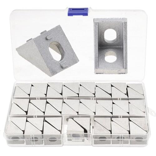 46pcs/lot 2020 Corner Bracket Aluminium Angle Bracket Fastener for Industry Home 3D Printer Cutting Machine with Box