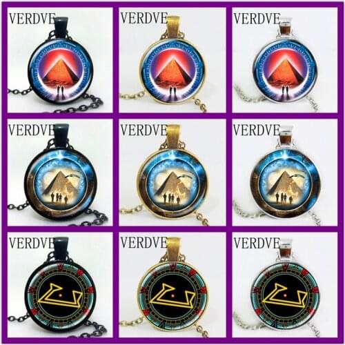 VERDVE New 1PCS Stargate Portal Atlantis Necklace Glass Photo Cabochon Alloy Pendant Chain Necklace Dropshipping