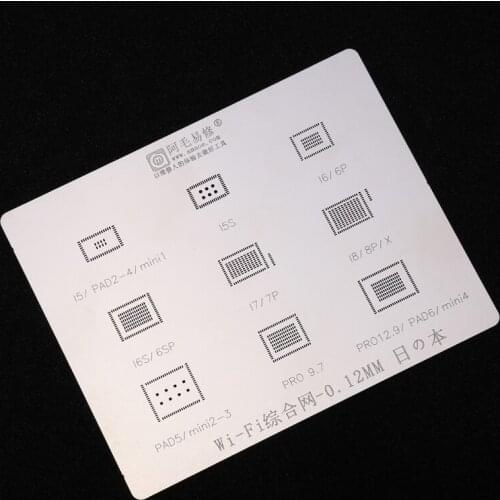 WIFI IC BGA Stencil for iPhone 5S 6 6S 6SP 7 8 8P X for iPad 2-6 Pro 9.7/12.9 Mini 1-4 Direct Heating Reballing Template