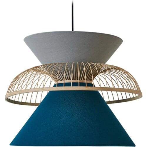 Japanese Rattan Hanging Chandelier for Living Room Decoration Fabric Art Hanging Lamp Home Decor Salon Bedroom Restaurant Aisle