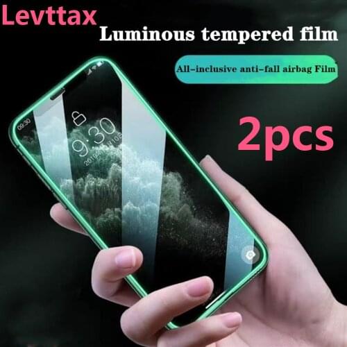 1-2PCS Luminous Tempered Glass For Iphone 11 12 Pro Max Mini Glowing Screen Protectors For iphone XR X XS 6 6s 7 8 Plus SE 2020