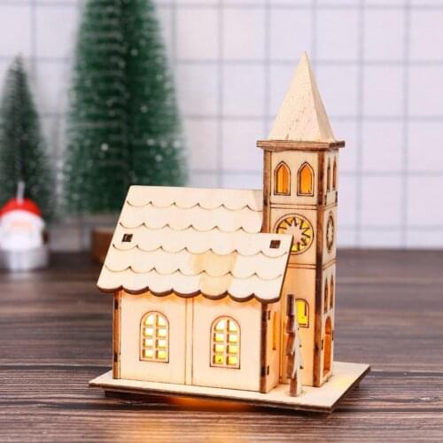 1Pcs Christmas Luminous Cabin Table Decor Wooden House Party Lamp Cute New Decoration Xmas Home Night Gift Xmas Year Orname Y0A1