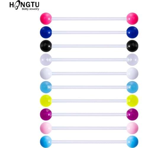 10-50 Pcs Colorful Acrylic Industrial Barbell Earrings 14G Bioflex Piercing Cartilage Earring Body Piercing Jewelry 38mm Bar