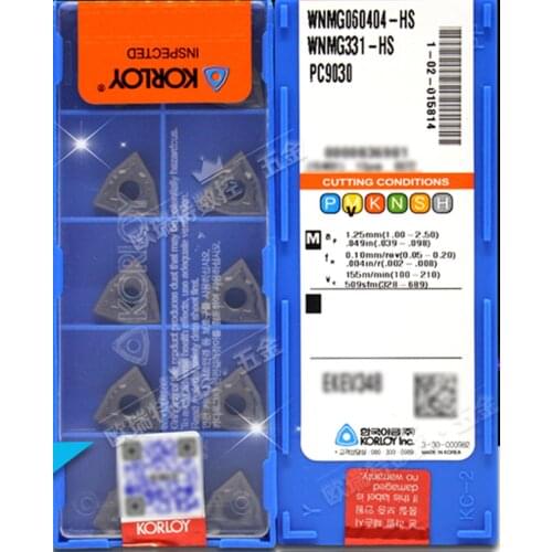 WNMG060404-HS PC9030 WNMG060408-HS PC9030 10pcs/set original KORLOY carbide insert Processing: stainless steel Free shipping